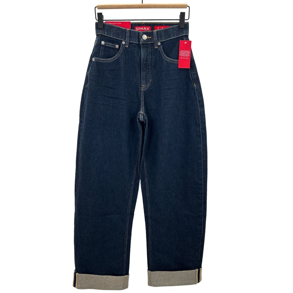 Spanx SPANXshape Authentic 360 Cuffed Horseshoe Barrel Jeans Marina Blue XS Tall